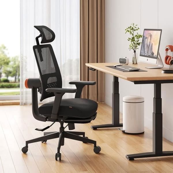 NEWTRAL MagicH-BP ergonomisk stol med fotstöd - Svart - Kontor - Vuxen - Faux - Modern - Design