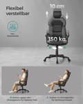 Miniatyrbild 6 av 7: Rootz Classic Black Kontorsstol - Ergonomisk skrivbordsstol - Justerbar snurrstol - Skumkudde - 68cm x 68cm x 134,5cm