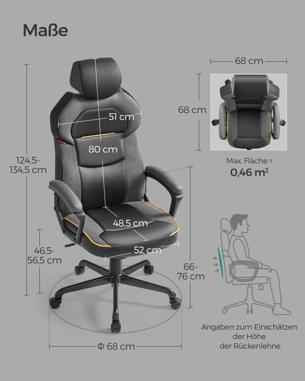 Rootz Classic Black Kontorsstol - Ergonomisk skrivbordsstol - Justerbar snurrstol - Skumkudde - 68cm x 68cm x 134,5cm
