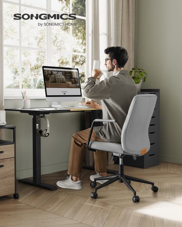 Rootz Dove Grey kontorsstol - Ergonomisk stol - Vadderade säten - Justerbar höjd - Stålram - 60cm x 60cm x 93cm till 103cm