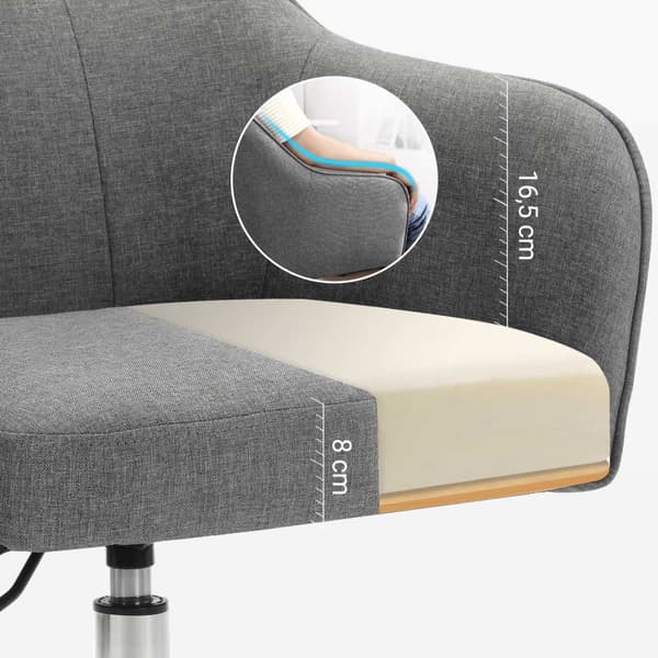 Rootz-toimistotuoli - Harmaa pöytätuoli - Kääntötuoli - Ergonominen muotoilu - 65cm x 69cm x (83-93)cm