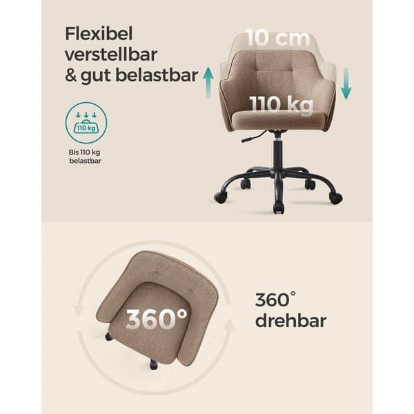 Rootz Drejestol - Lounge Chair - Rullende sæde - Ergonomisk design - 69 x 65 x 83-93cm - Stålramme - Krydsfiner - Skumpolstring