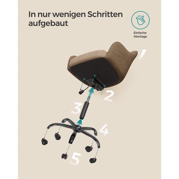 Rootz Drejestol - Lounge Chair - Rullende sæde - Ergonomisk design - 69 x 65 x 83-93cm - Stålramme - Krydsfiner - Skumpolstring