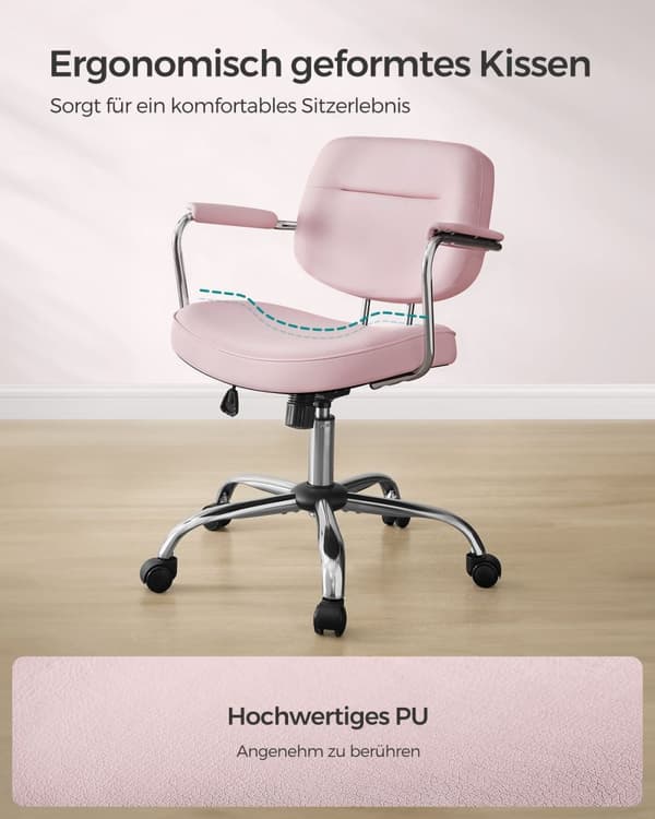Rootz Pink kontorstol - Ergonomisk stol - Drejestol - PU-materiale - Justerbar højde - 60 cm x 60 cm x (87-97 cm)