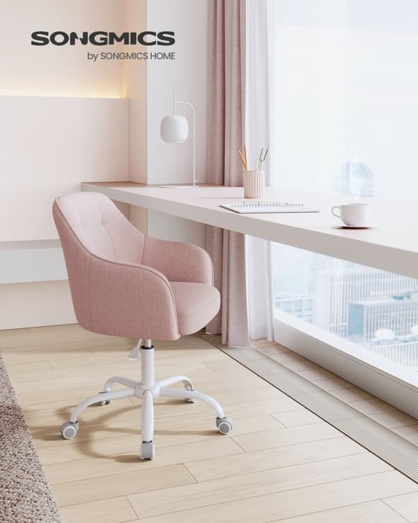 Rootz Pink Drejestol - Kontorstol - Rullestol - Stålstel - Skumpolstring - 69cm x 65cm x (83-93cm) - Justerbar højde