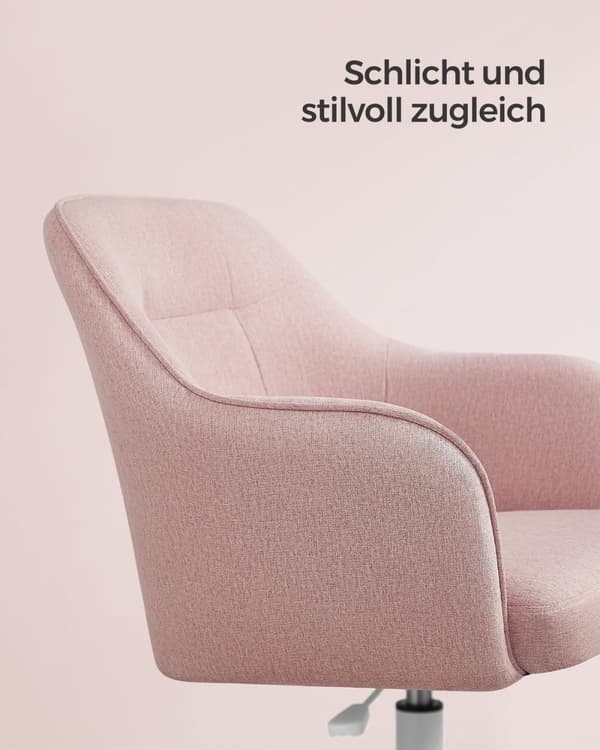 Rootz Pink Drejestol - Kontorstol - Rullestol - Stålstel - Skumpolstring - 69cm x 65cm x (83-93cm) - Justerbar højde