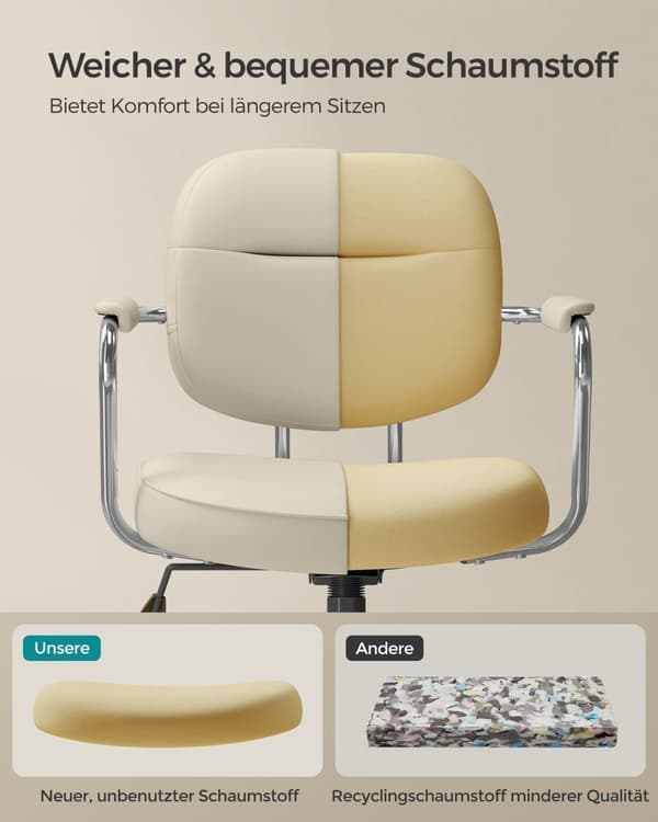 Rootz kontorsstol - Skrivbordsstol - Vridstol - Bekväm sittplats - 60cm x 60cm x (87-97)cm - PU-skumstål - 43-53cm Sitthöjd