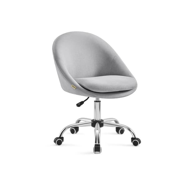 Rootz Drejestol Grå - Stålstel - Bomuld-hør - Rullende hjul - 28kg/m3 skum - Justerbar højde - 60cm x 60cm x (80-90cm)