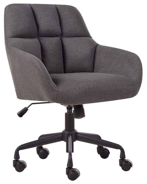 Skrivebordsstol Grå Polstret Stol med Hjul til Kontor Moderne Drejestol Ergonomisk Design Kontorstol med Armlæn