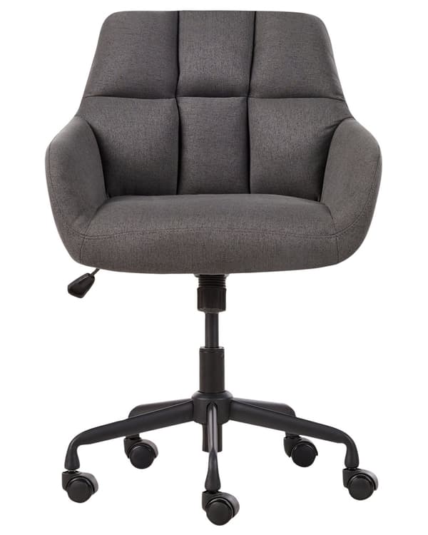 Skrivebordsstol Grå Polstret Stol med Hjul til Kontor Moderne Drejestol Ergonomisk Design Kontorstol med Armlæn