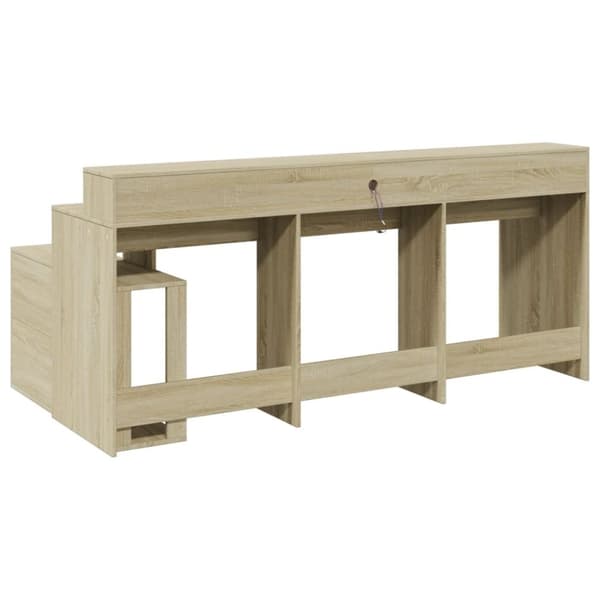 vidaXL Työpöytä LED-valoilla Sonoma-tammi 200x104x91 cm tekninen puu