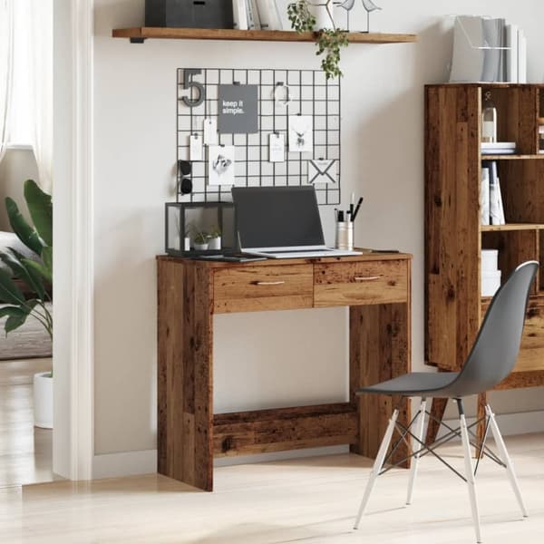 vidaXL skrivebord 80x40x75 cm konstrueret træ antikt træ