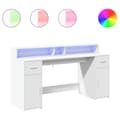 Miniatyrbillede 3 af 11: vidaXL skrivebord med LED-lys 160x55x91 cm konstrueret træ hvid