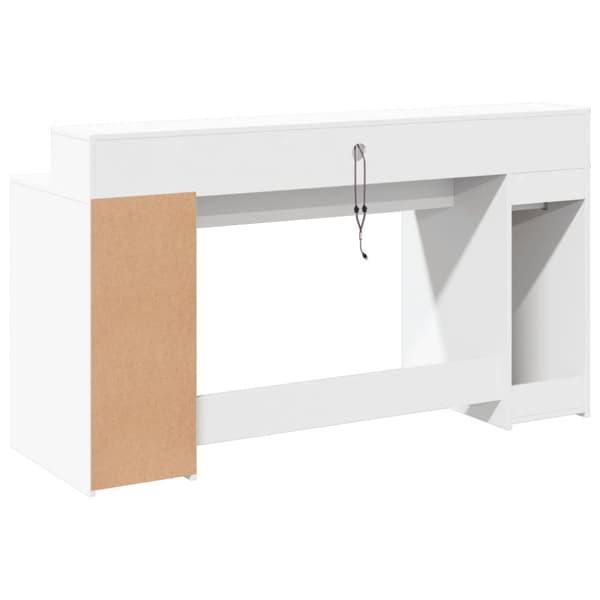 vidaXL skrivebord med LED-lys 160x55x91 cm konstrueret træ hvid