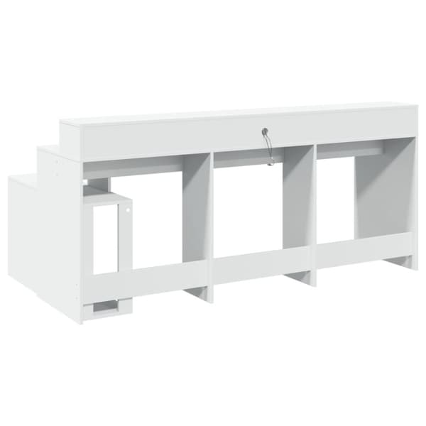 vidaXL Skrivbord med LED vit 200x104x91 cm konstruerat trä