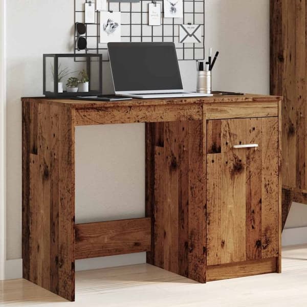 vidaXL skrivebord 100x50x76 cm konstrueret træ antikt trælook