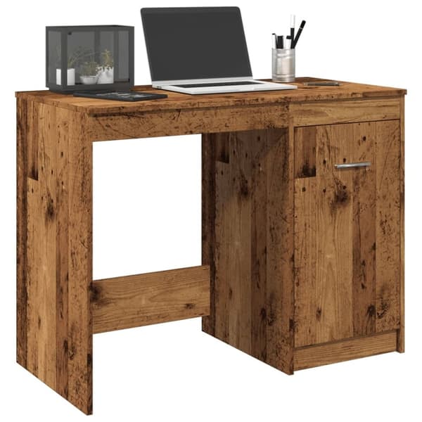 vidaXL skrivebord 100x50x76 cm konstrueret træ antikt trælook