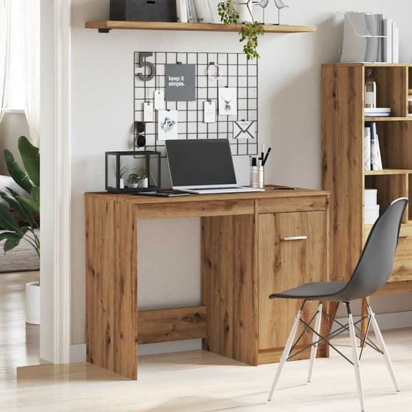 vidaXL Skrivebord artisan eik 100x50x76 cm konstruert tre