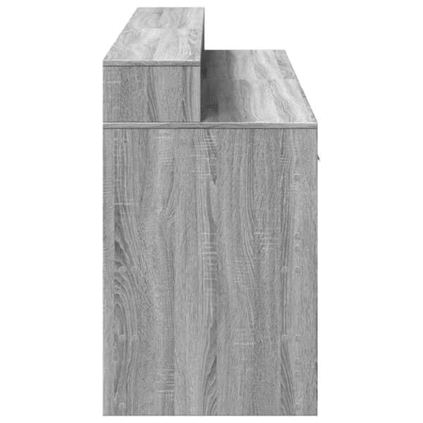 vidaXL Työpöytä LED-valoilla harmaa Sonoma 160x55x91 cm tekninen puu