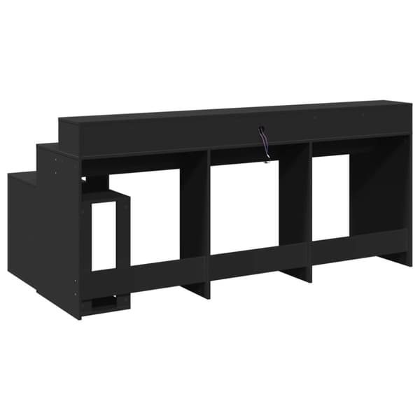 vidaXL Työpöytä LED-valoilla musta 200x104x91 cm tekninen puu