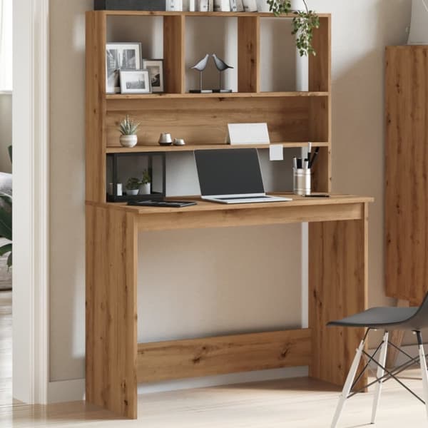vidaXL Skrivbord med hyllor artisan ek 102x45x148 cm konstruerat trä