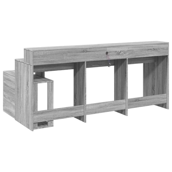 vidaXL Skrivebord med LED-lys grå sonoma 200x104x91 cm konstruert tre