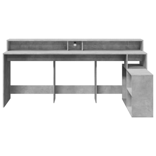vidaXL Skrivebord med LED-lys betonggrå 200x104x91 cm konstruert tre