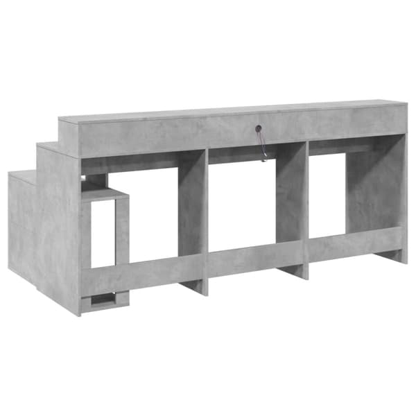 vidaXL Skrivebord med LED-lys betonggrå 200x104x91 cm konstruert tre