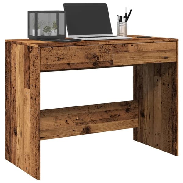 vidaXL skrivebord 101x50x76,5 cm konstrueret træ antikt trælook