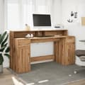 Miniatyrbilde 5 av 11: vidaXL Skrivebord med LED-lys artisan eik 160x55x91 cm konstruert tre