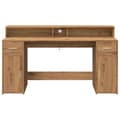 Miniatyrbilde 7 av 11: vidaXL Skrivebord med LED-lys artisan eik 160x55x91 cm konstruert tre