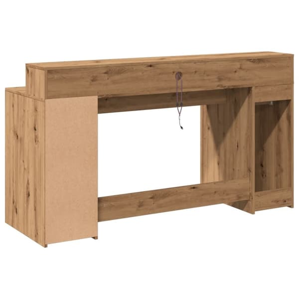 vidaXL Skrivebord med LED-lys artisan eik 160x55x91 cm konstruert tre