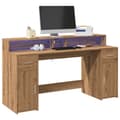 Miniatyrbilde 2 av 11: vidaXL Skrivebord med LED-lys artisan eik 160x55x91 cm konstruert tre