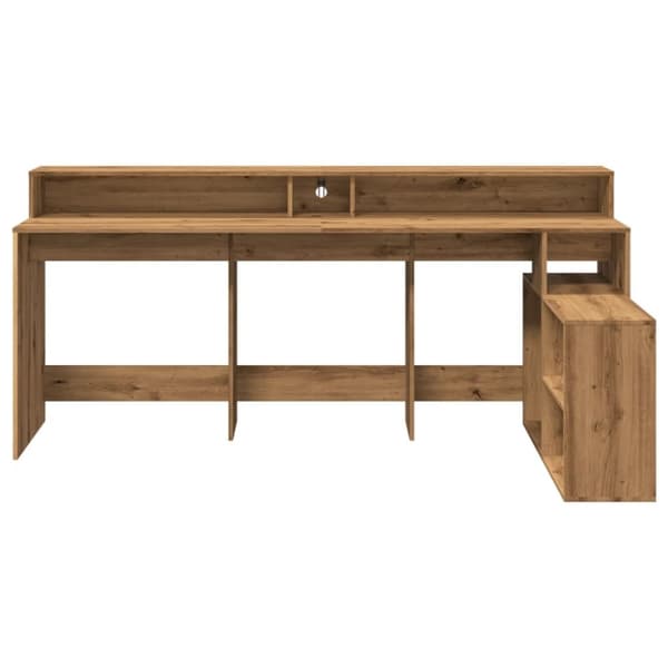vidaXL Työpöytä LED-valoilla artesaani tammi 200x104x91cm tekninen puu