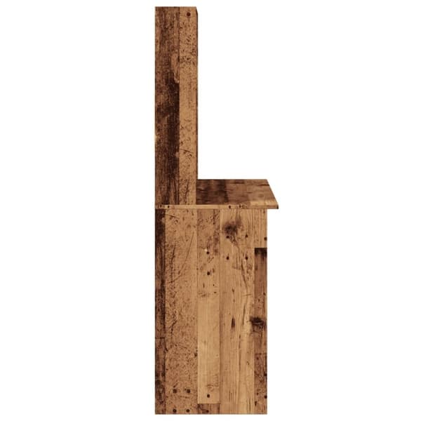 vidaXL Skrivbord med hyllor åldrat trä 102x45x148 cm konstruerat trä
