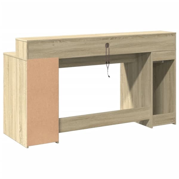 vidaXL Työpöytä LED-valoilla Sonoma-tammi 160x55x91 cm tekninen puu