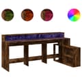 Miniatyrbilde 3 av 11: vidaXL Skrivebord med LED-lys røkt eik 200x104x91 cm konstruert tre