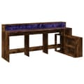 Miniatyrbilde 4 av 11: vidaXL Skrivebord med LED-lys røkt eik 200x104x91 cm konstruert tre