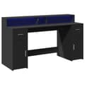 Miniatyrbilde 4 av 11: vidaXL Skrivebord med LED-lys svart 160x55x91 cm konstruert tre