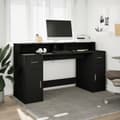Miniatyrbilde 5 av 11: vidaXL Skrivebord med LED-lys svart 160x55x91 cm konstruert tre