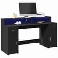 Miniatyrbilde 2 av 11: vidaXL Skrivebord med LED-lys svart 160x55x91 cm konstruert tre