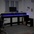 Miniatyrbild 6 av 11: vidaXL Skrivbord med LED svart 200x104x91 cm konstruerat trä