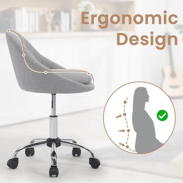 Rootz Ergonominen toimistotuoli - Moderni pöytätuoli - Kaksinkertainen pehmuste - Korkeussäädettävä - 52cm x (72-82)cm x 52cm - Harmaa