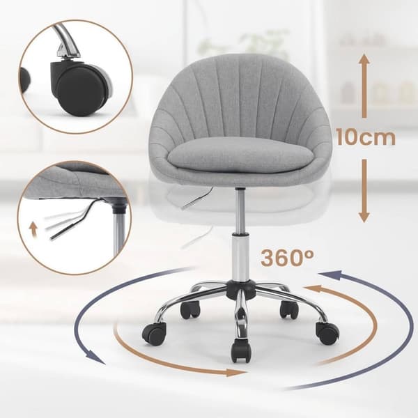 Rootz Ergonominen toimistotuoli - Moderni pöytätuoli - Kaksinkertainen pehmuste - Korkeussäädettävä - 52cm x (72-82)cm x 52cm - Harmaa