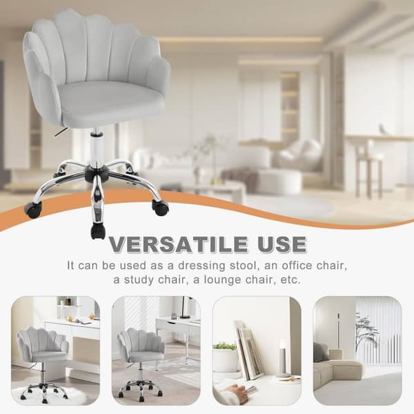 Rootz Ergonomic Velvet Kontorstol - Kronblad Ryglæn Drejestol - Højdejusterbar - Beige/Lysegrå/Pink - 41cm x 37,5cm - 44-53,5cm