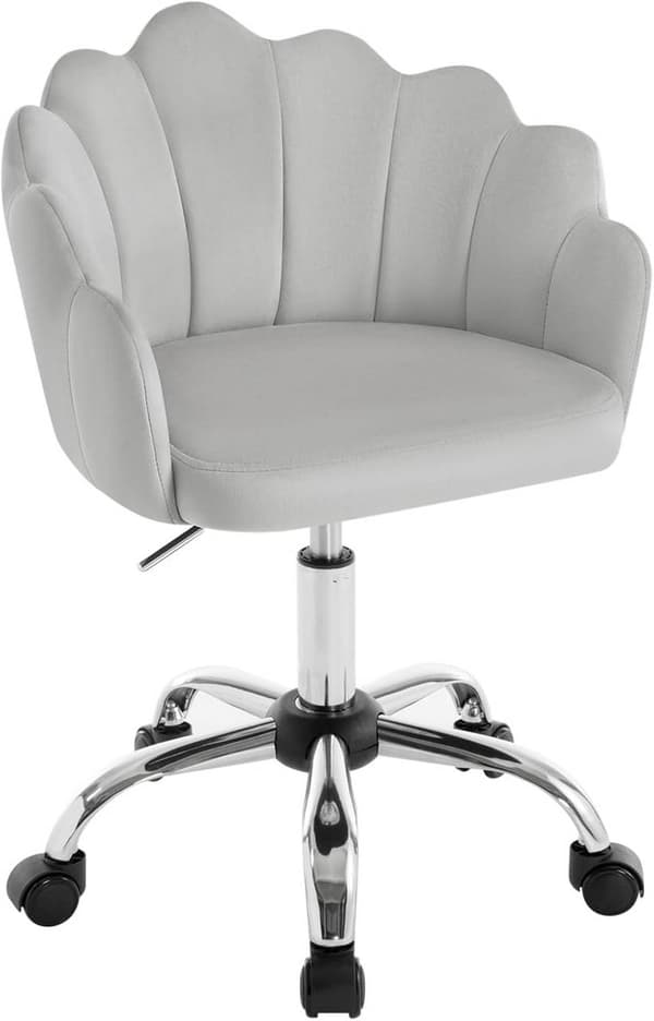 Rootz Ergonomic Velvet Office Chair - Petal Backrest Swivel Chair - Höjdjusterbar - Beige/Ljusgrå/Rosa - 41cm x 37,5cm - 44-53,5cm