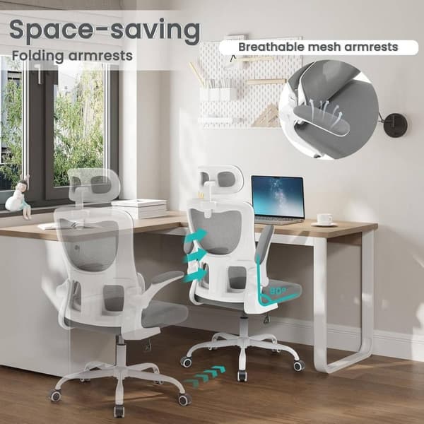 Rootz Ergonominen toimistotuoli - Pöytätuoli - Kääntötuoli - Elastinen verkko - Rinnetuki - 62cm x (116-123,5)cm x 69,5cm