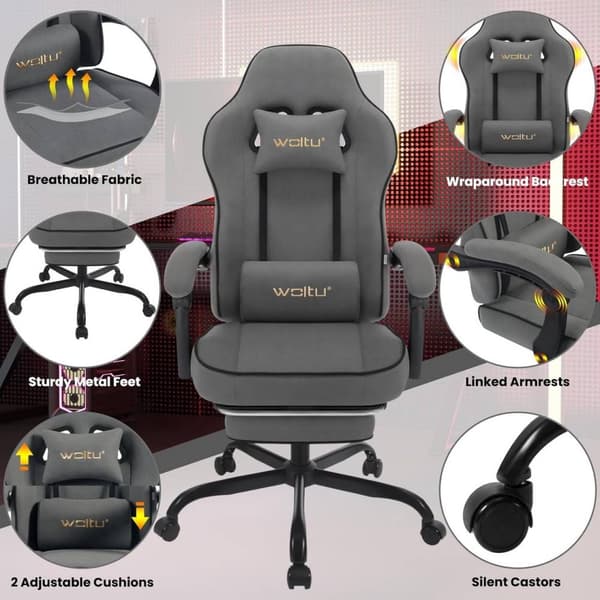 Rootz Ergonominen korkeaselkäinen pelituoli - Tietokonetuoli - Toimistopöytätuoli - Taskujousitettu istuin - 63,5 cm x 117,5 cm x 60 cm