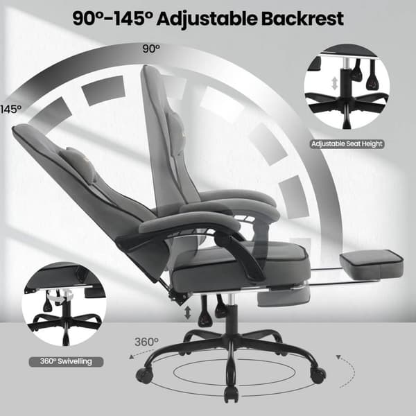 Rootz Ergonominen korkeaselkäinen pelituoli - Tietokonetuoli - Toimistopöytätuoli - Taskujousitettu istuin - 63,5 cm x 117,5 cm x 60 cm
