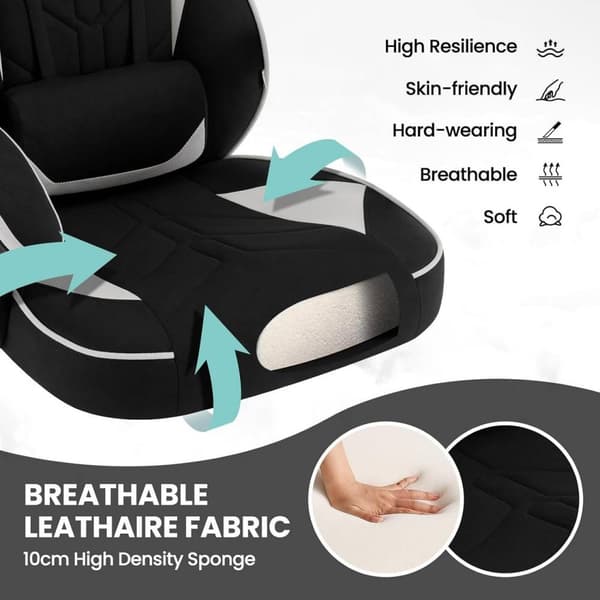 Rootz Gaming stol med fodstøtte - Kontorstol - Justerbart tilbagelænet sæde - Ergonomisk design - Leathaire stof - 55cm x 51cm x 76,5cm